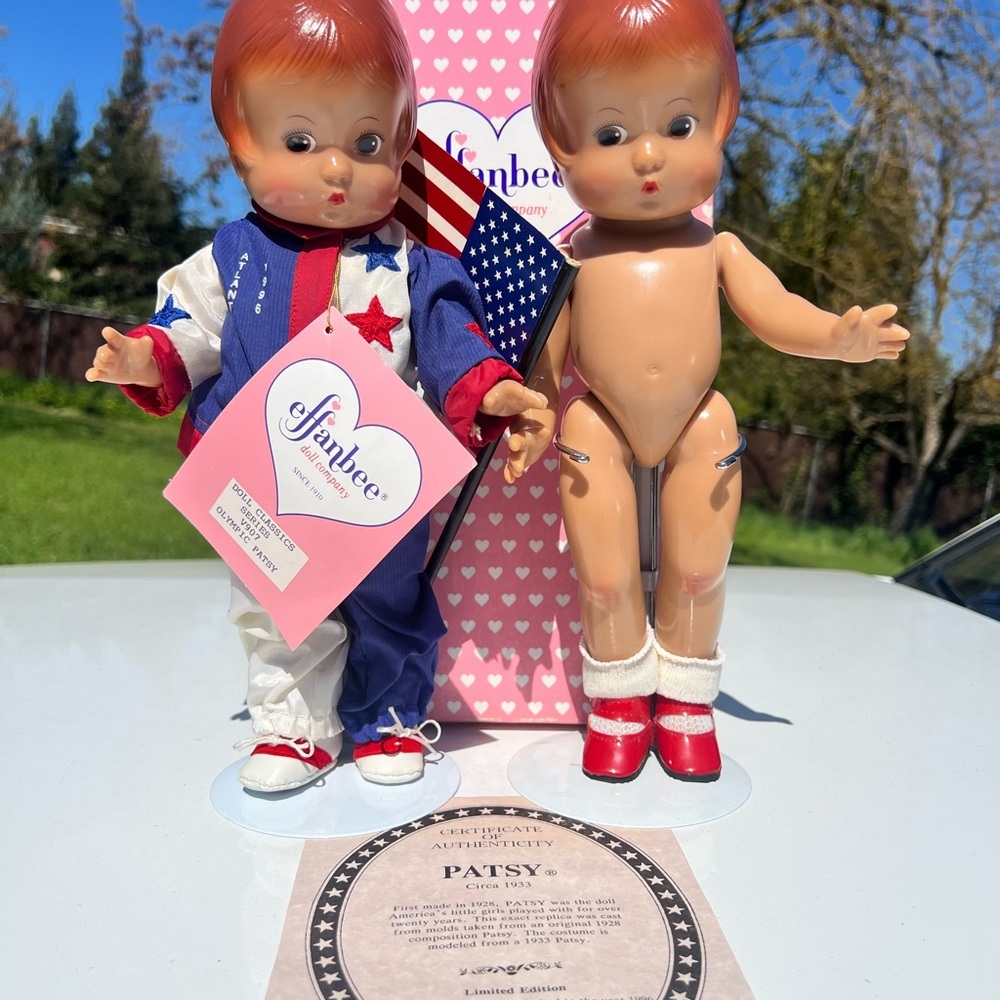 Effanbee Red Hair Kewpie-Style Doll in Red, White & Blue Outfit - Picture 5 of 7